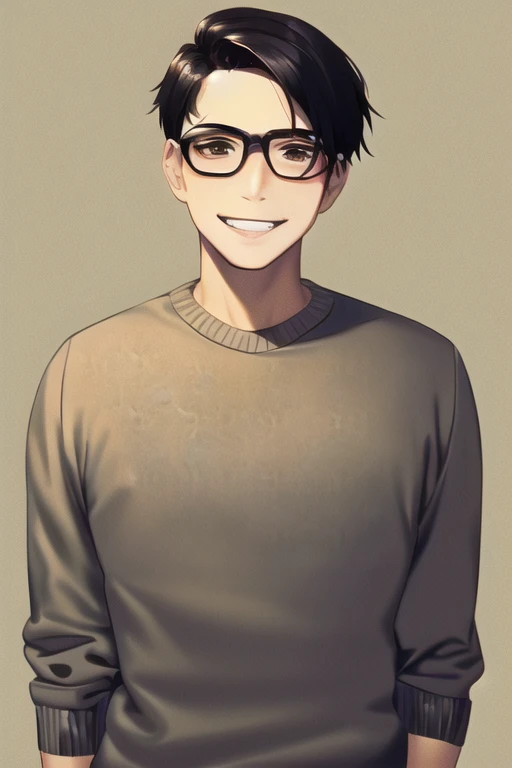 [NovelAI] rambut pendek kacamata tertawa kurus tinggi Karya masterpiece pria sweater [Ilustrasi]